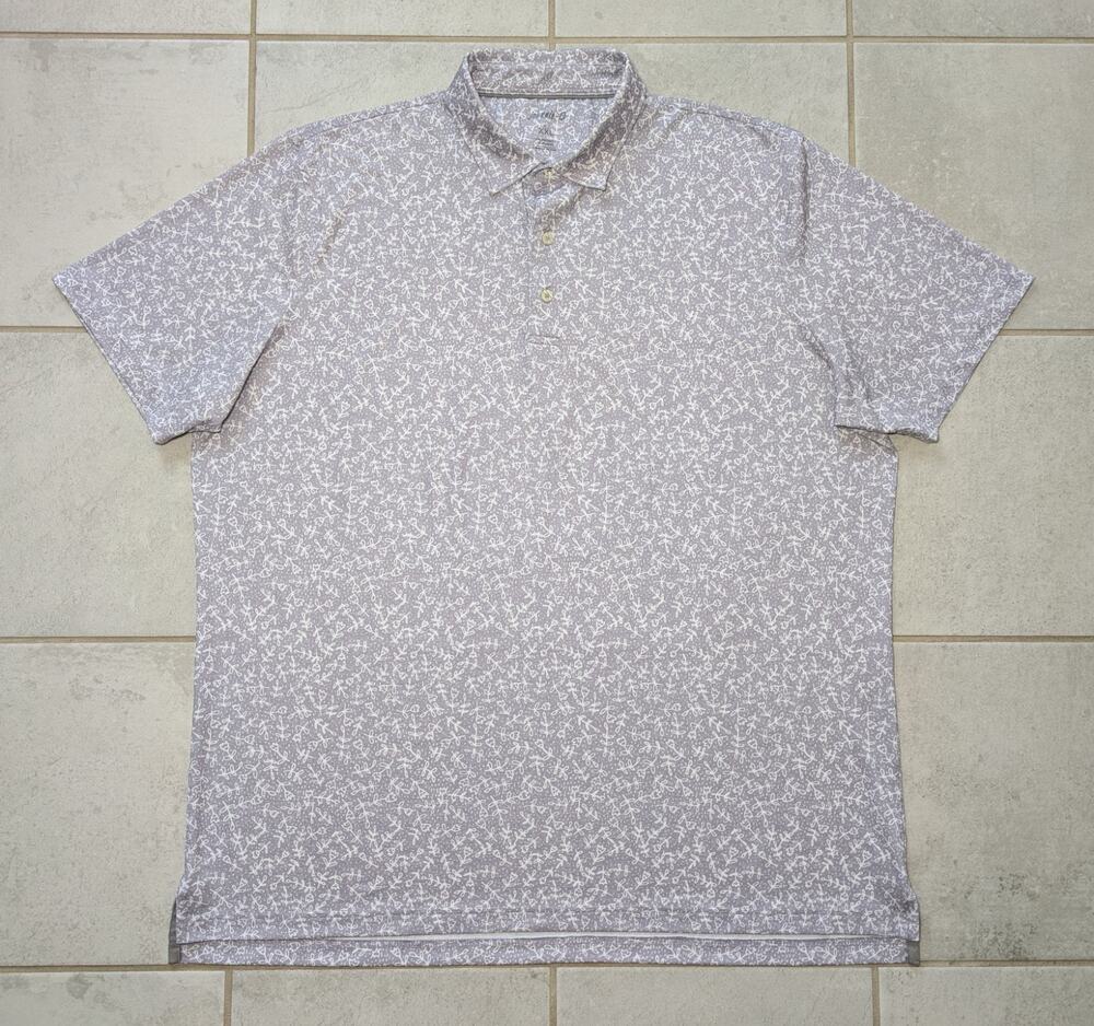 Jonnie-O Men’s XXL Golf Polo Shirt Floral All Over Print Gray Stretch